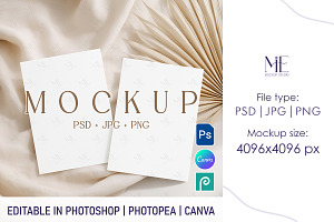 Double Greeting Invite Cards Mock-up, an Advertising Mockup by Mie Mockup Studio
