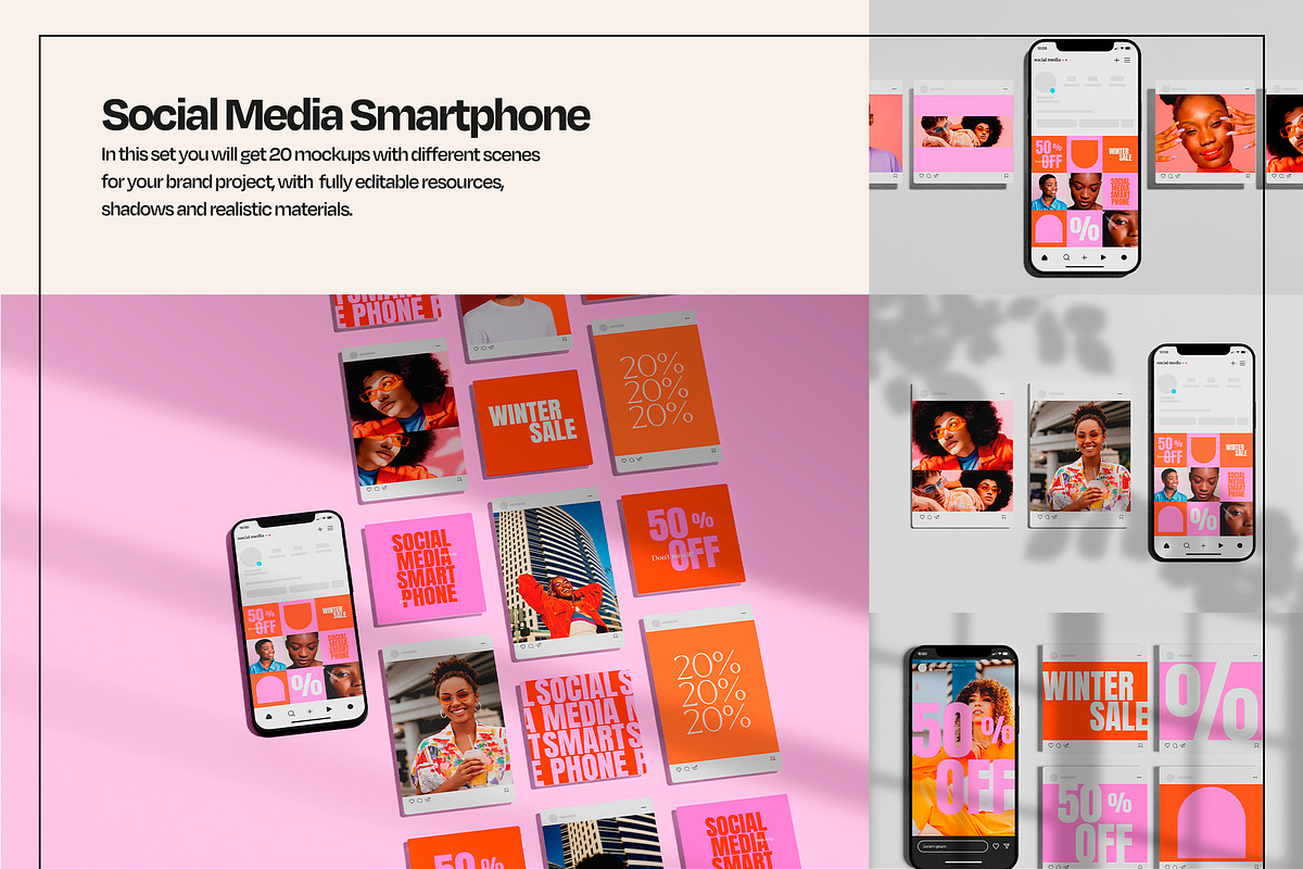 Social Media Smartphone Mockup Set, an iPhone Mockup by Mego-studio (Photo 3 of 6)