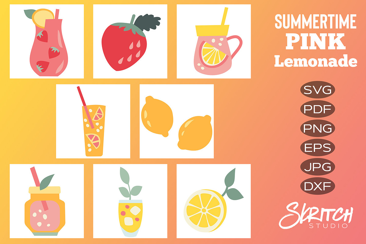 Summertime Pink Lemonade SVG Set, an Object Graphic by Skritch Studio (Photo 2 of 4)