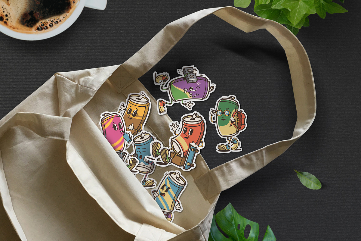 Soda Can Cartoon Varied Poses, a Food Illustration by Allmostudio (Photo 3 of 4)