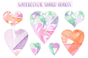 Watercolor Shard Hearts