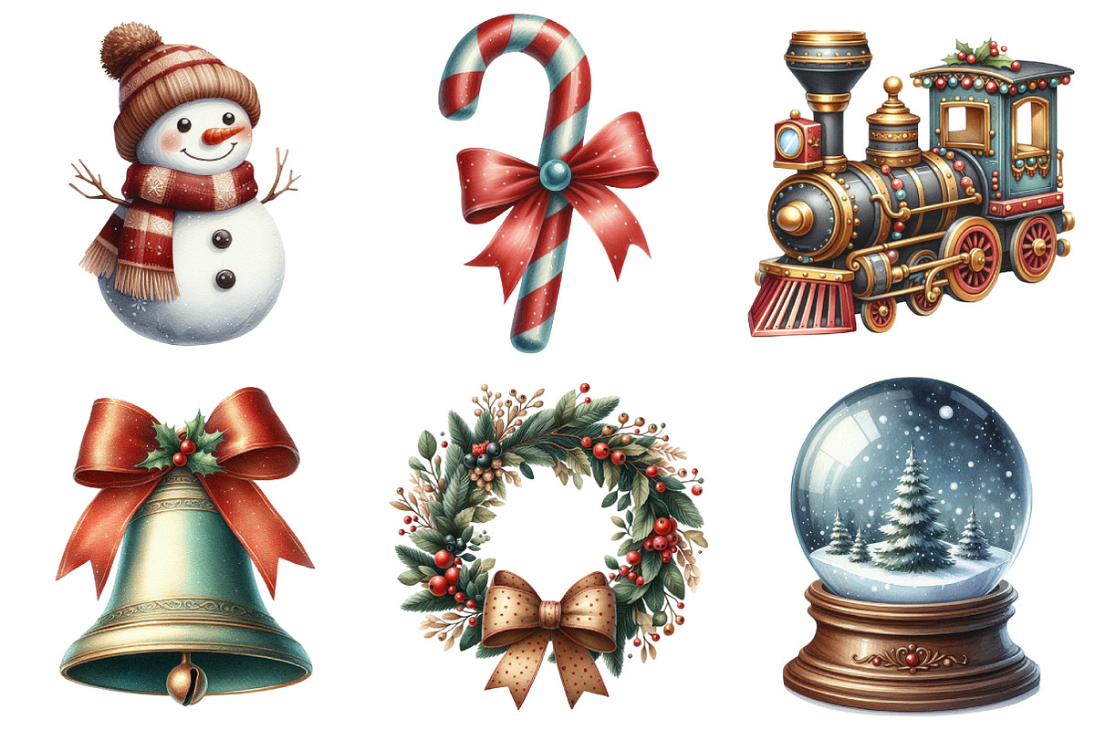 Vintage Noel Retro Christmas Clipart, an Illustration by Daily.Designs (Photo 2 of 5)