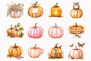 Watercolor Autumn Pumpkin Clipart, an Illustration by Design Market (Thumbnail 2 of 4)