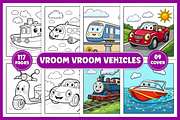 Vroom Vroom Vehicles Coloring Pages, a Decorative Illustration by Coco Bloom (Thumbnail 1 of 4)