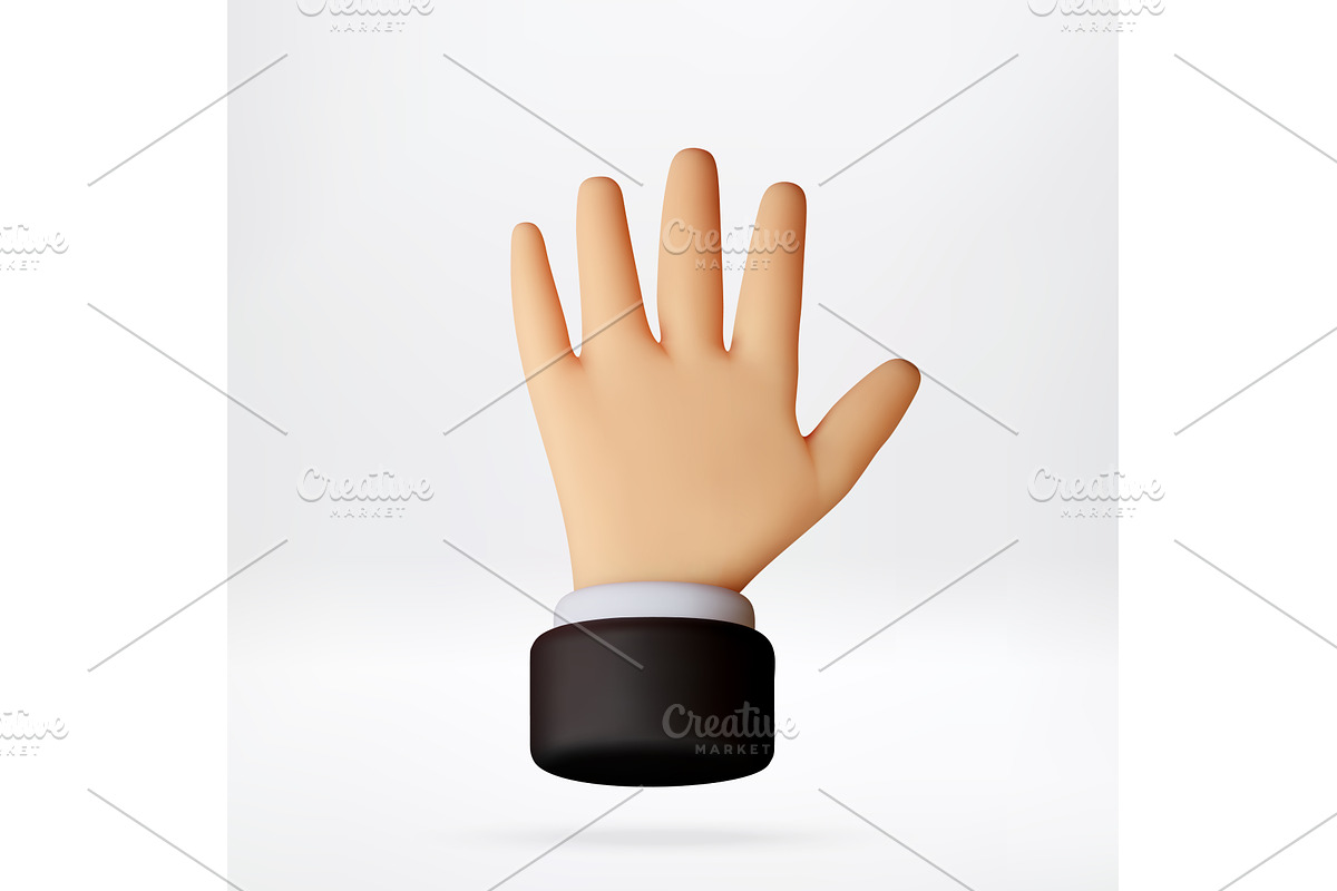 3D hand showing open palm greeting, an Object Illustration by Abscent