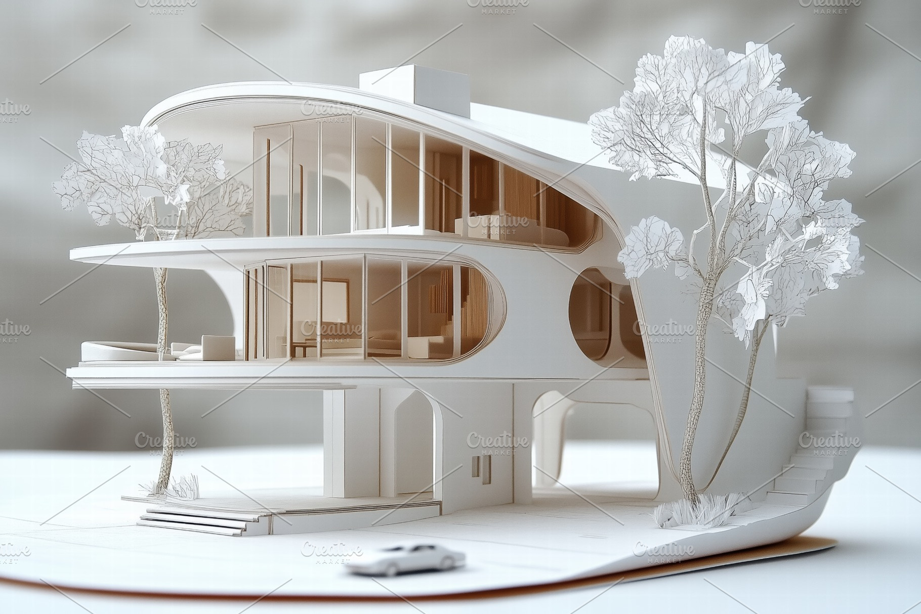 A detailed architectural model of a modern Contemporary house style featuring c, an Architecture Photo by Textures & Backgrounds