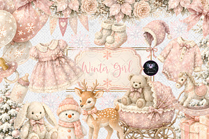 Winter Snowflake Baby Clipart, a Decorative Illustration by BigCakeBee