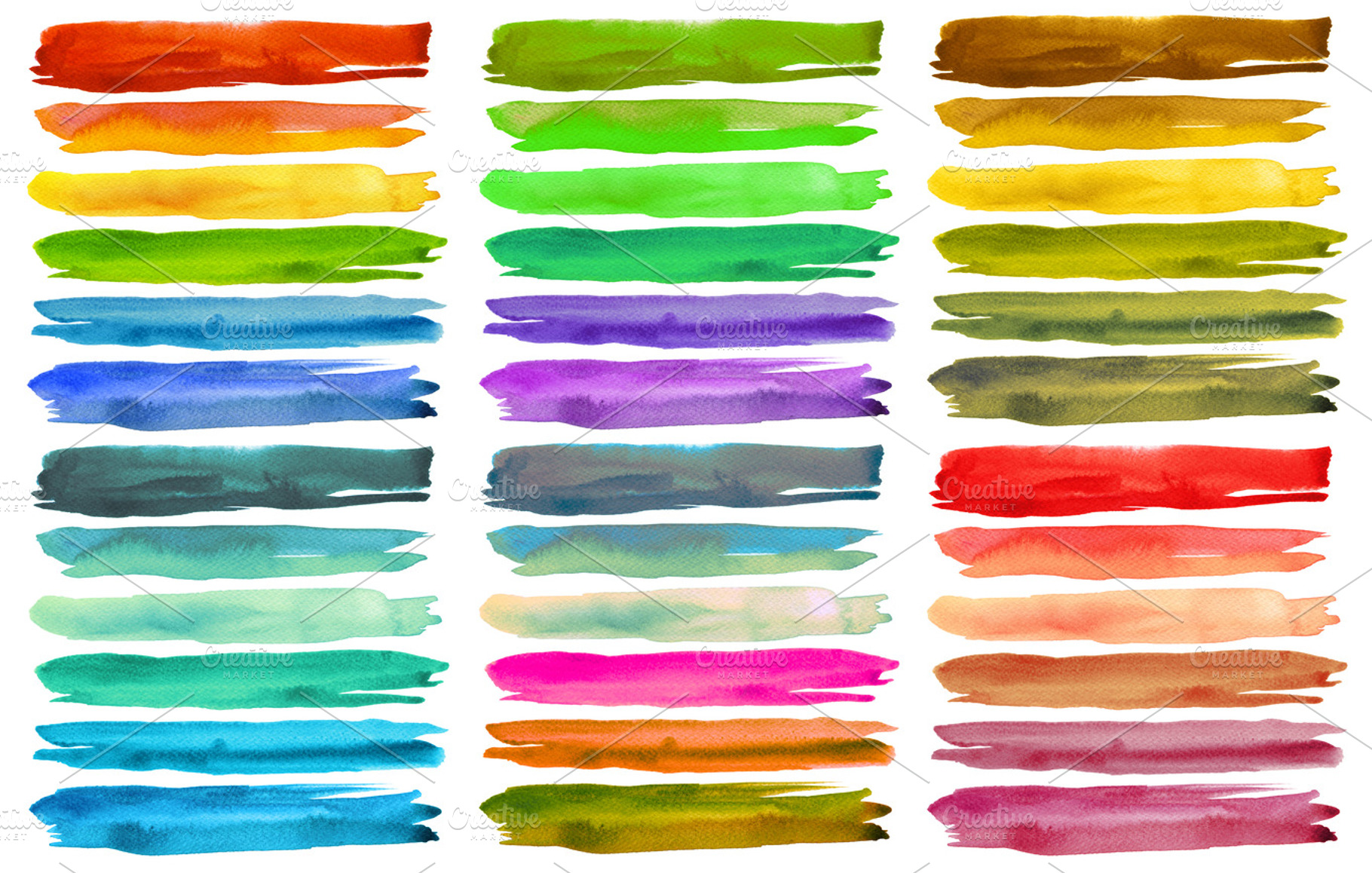 set watercolor brush strokes, an Abstract Photo by Liliia Rudchenko
