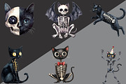 Skeleton Black Cat Clipart, an Illustration by Black Bird Studio (Thumbnail 2 of 6)