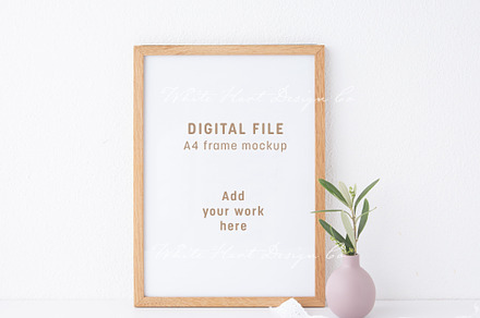 A4 wooden frame mockup