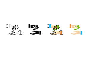 Icon collection of hands exchanging, an Object Illustration by skripnikbb