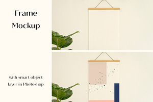 Poster Mockup with Wood Hanger