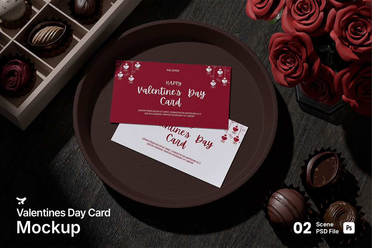 Valentines Day Card Mockup, a Merchandise Mockup by Rielismee (Photo 1 of 5)