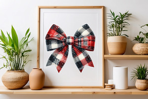 Christmas Buffalo Plaid Bow Clipart