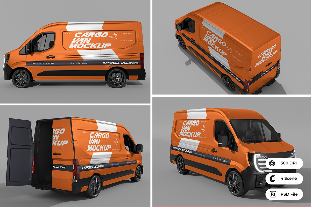 Cargo Van Mockup, an Advertising Mockup by Nathatype (Photo 1 of 9)