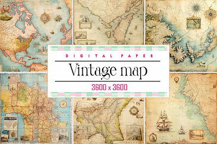 Vintage Map Graphics, a Background Graphic by Printable Treasure