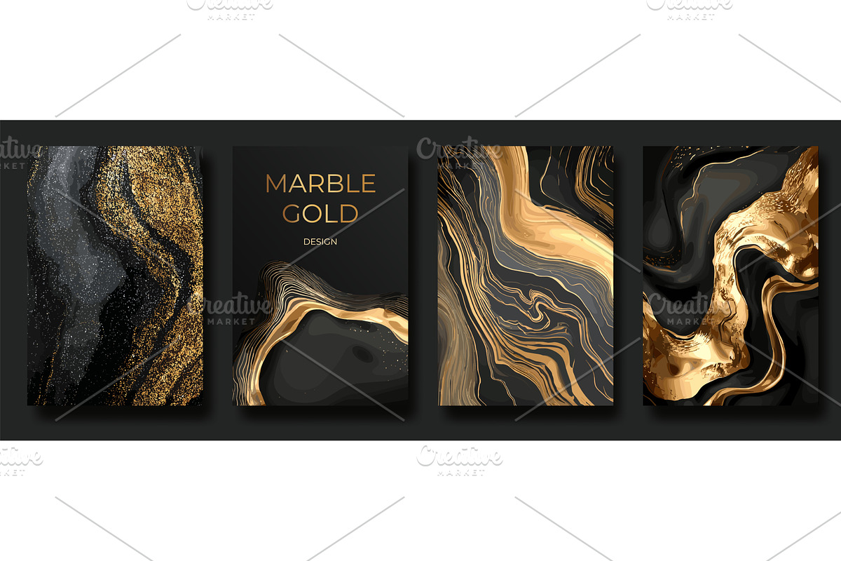 Golden marble posters. Gold liquid, an Illustration by Stock-Smart-Start