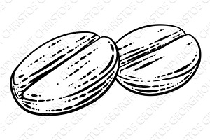 Coffee Beans Illustration Vintage, a Food Illustration by Christos Georghiou