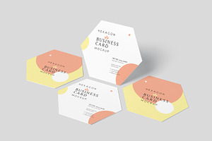 Hexagon Business Cards Mockups