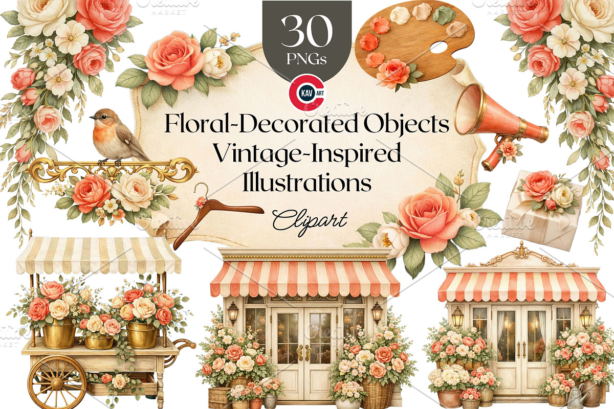 Vintage Botanical Floral Frames, an Object Graphic by C-Kav (Photo 1 of 14)