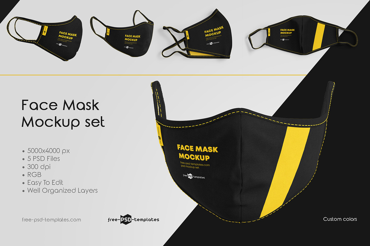 Face Mask Mockup Set, a Mask Mockup by Free-PSD-Templates (Photo 1 of 4)