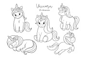 Unicorns SVG PNG + Coloring Pages, an Animal Illustration by ArtGiftsStudio (Thumbnail 2 of 5)