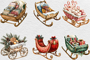 Christmas Sleigh Sublimation Clipart, an Illustration by Black Bird Studio (Thumbnail 4 of 6)