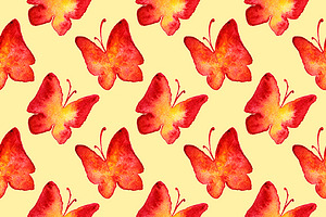 Red Butterfly Seamless Pattern