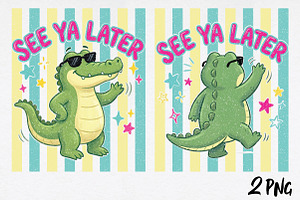 Striped See Ya Later Funny Alligato, an Illustration by Daily.Designs