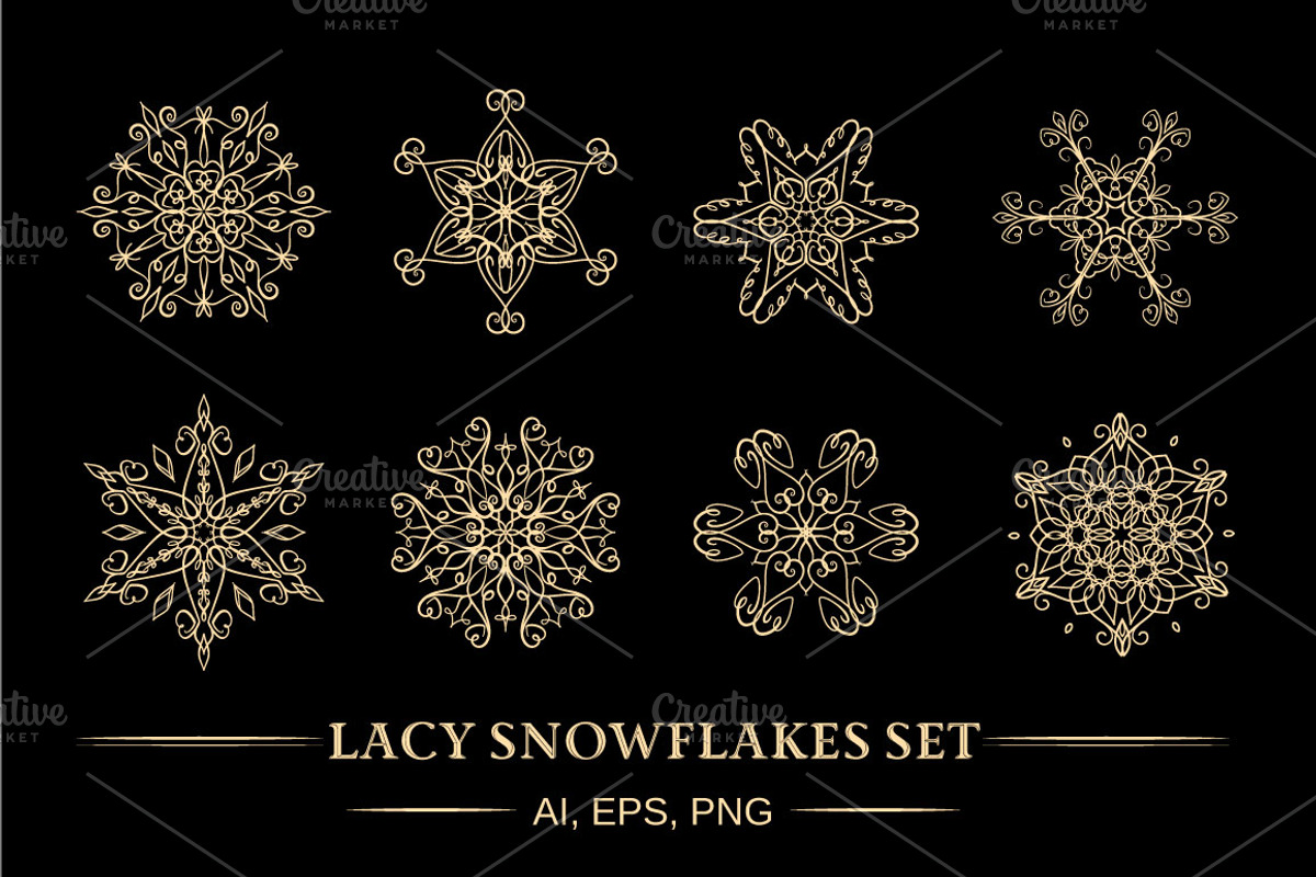 Lacy snowflakes set, an Object Graphic by Graphic Magic