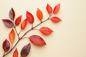 Vibrant red and orange leaves on a s, a Photo by Tanuart
