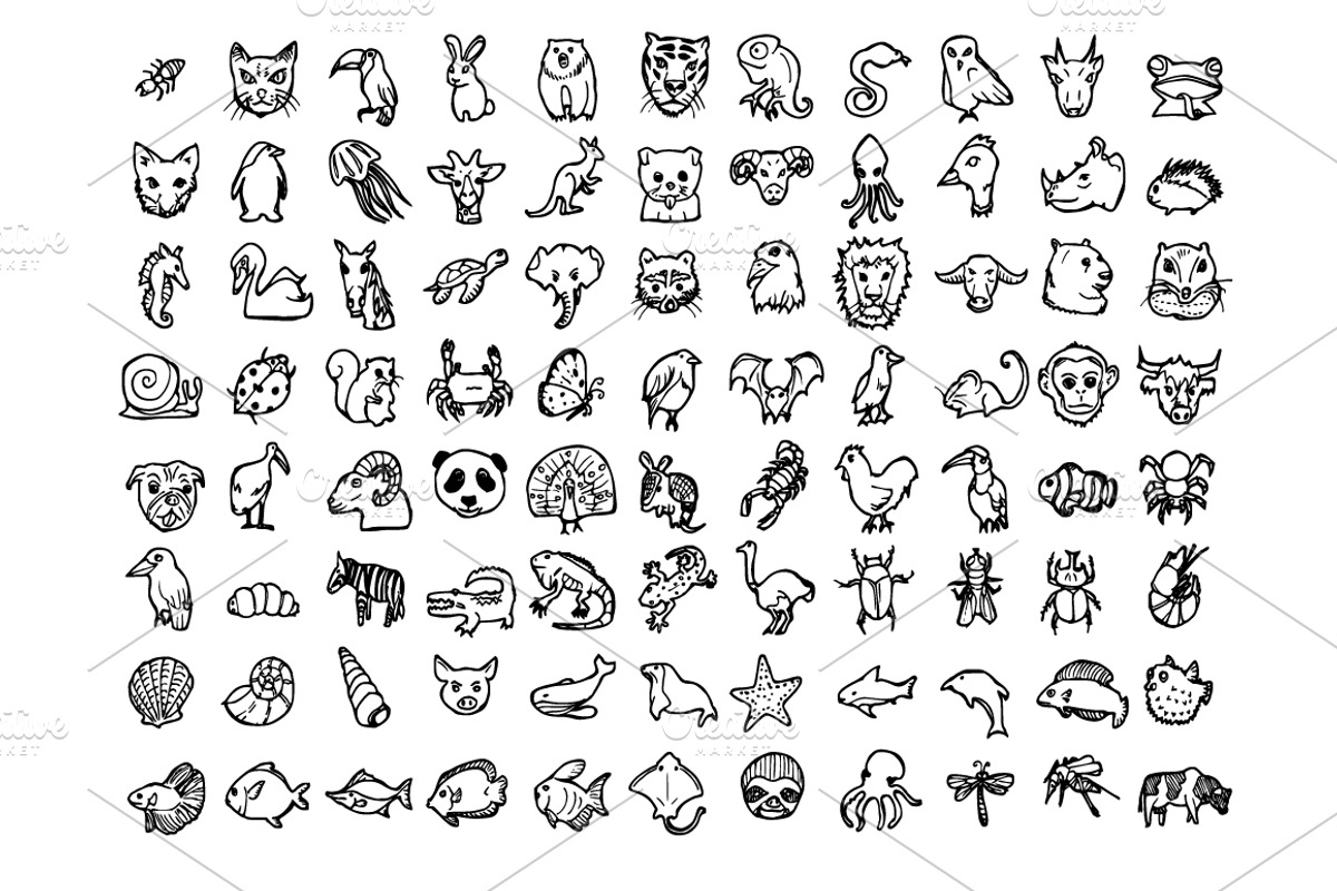 101 Animal Hand Drawn doodle Icons, an Outline Icon by TKDoodle (Photo 2 of 3)
