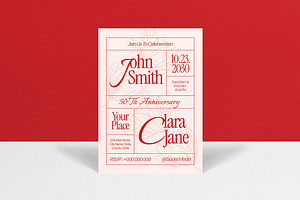 Red Art Deco Anniversary Invitation, a Card Template by graphicook