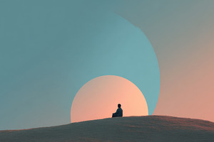 Calm person on hill at sunset, a Photo by Beautiful things