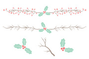 Mint & Coral Holly Christmas Vectors, an Illustration by Amanda Ilkov (Thumbnail 4 of 5)