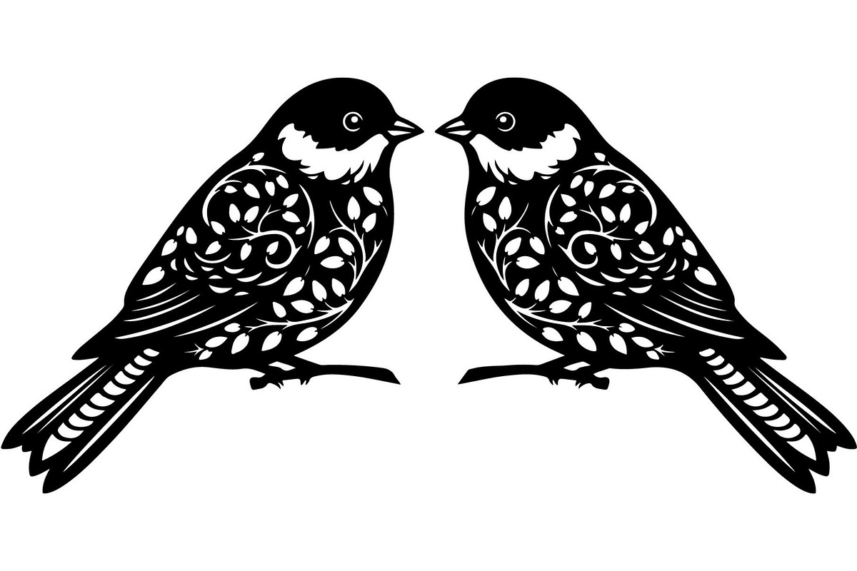 Birds on Branch Vector Collection, a Decorative Illustration by Designer_Momina (Photo 8 of 21)