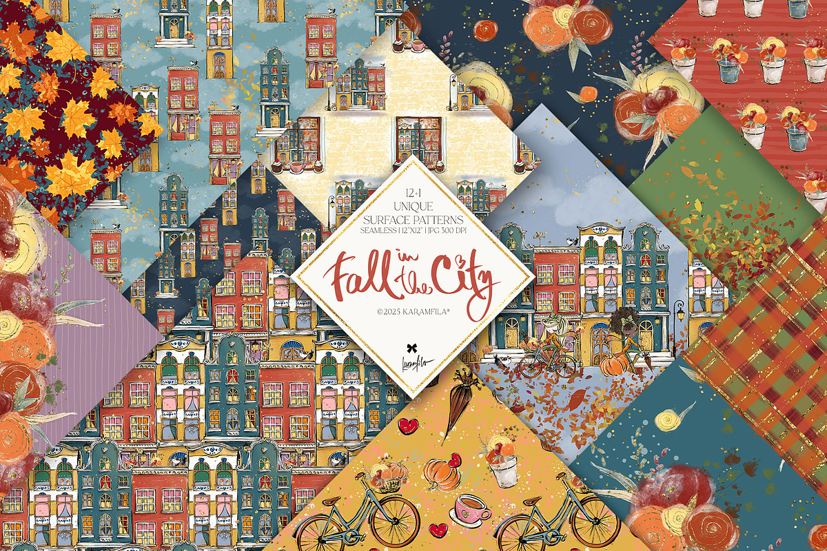 Fall City Hand Drawn Autumn Patterns, a Pattern Graphic by KaramfilaS (Photo 1 of 21)