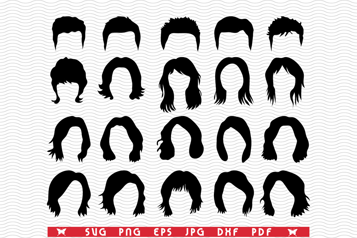 SVG Hairstyles, Black Templates, an Object Graphic by DesignStudioRM