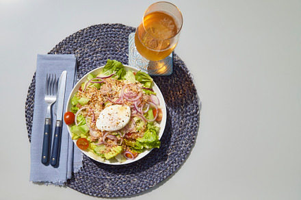 Fresh Gourmet Salad with Poached Egg