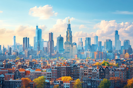 Amsterdam Skyline Modern Cityscape D, a Background Photo by Pixeness