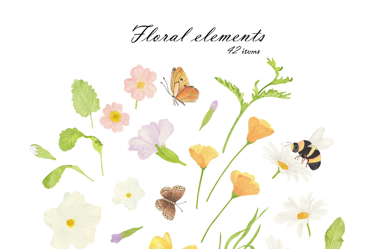 Primrose Watercolor Collection, a Decorative Illustration by Sunshine Art (Photo 2 of 8)