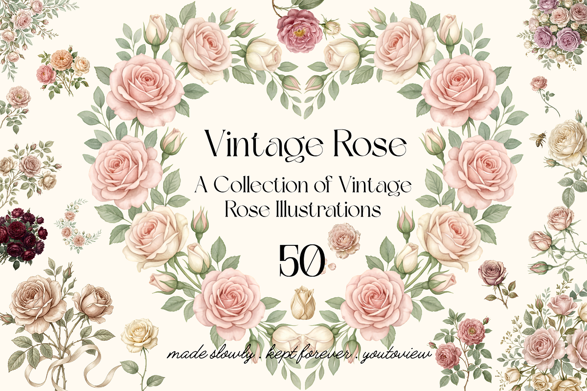 Vintage Rose Botanical Illustrations, a Decorative Illustration by youtoview (Photo 1 of 20)