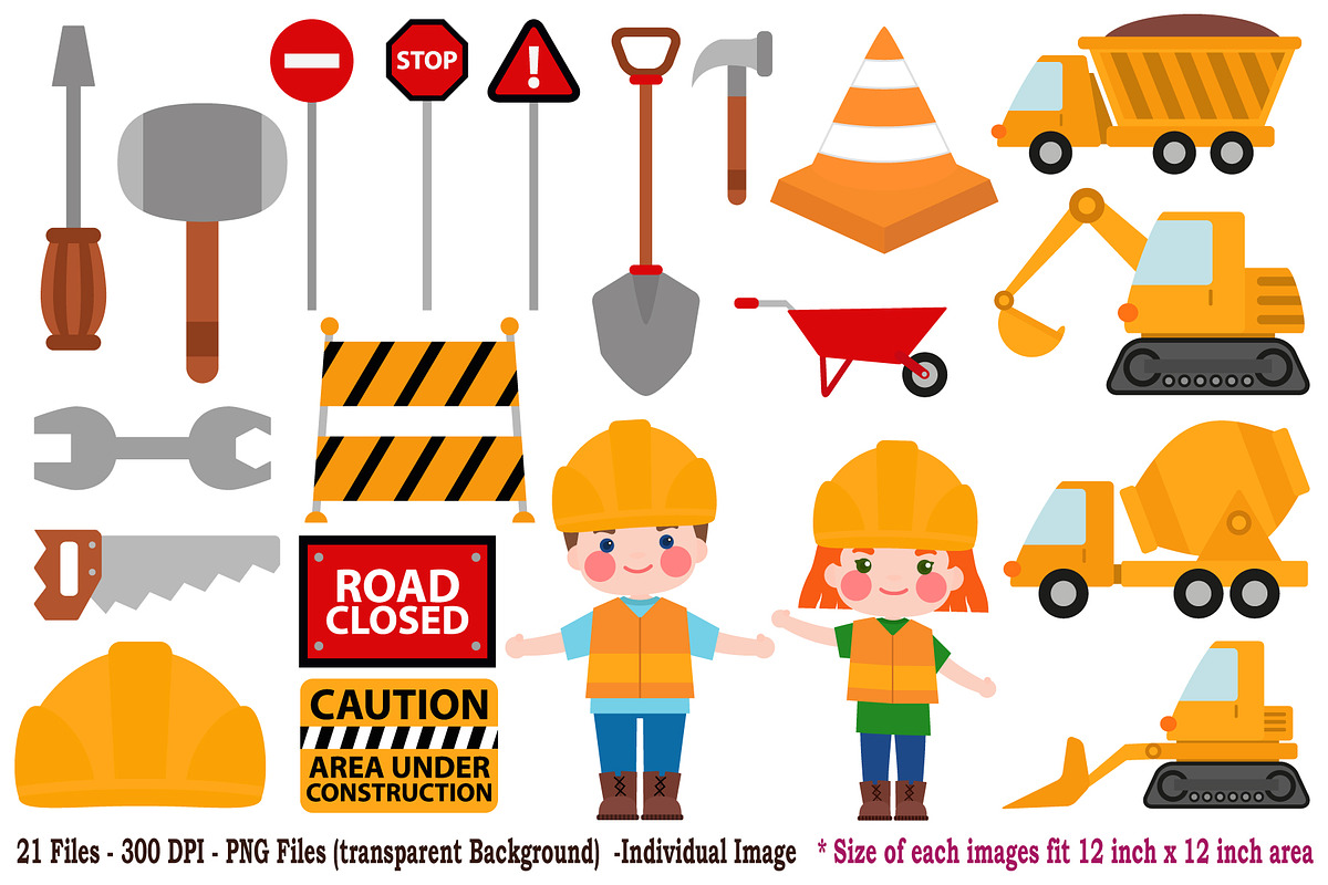 Construction Clipart, a Transportation Illustration by Cozy Cat Design (Photo 1 of 3)