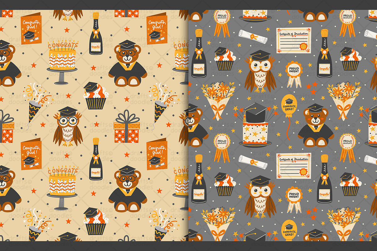 Graduation Clipart and Patterns, a Pattern Graphic by Drafts n Doodles (Photo 7 of 11)