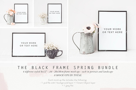 The Black A4 frame mockup bundle