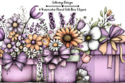 Watercolor Floral Gift Box Clipart, an Illustration by GatewayDesign (Thumbnail 1 of 3)
