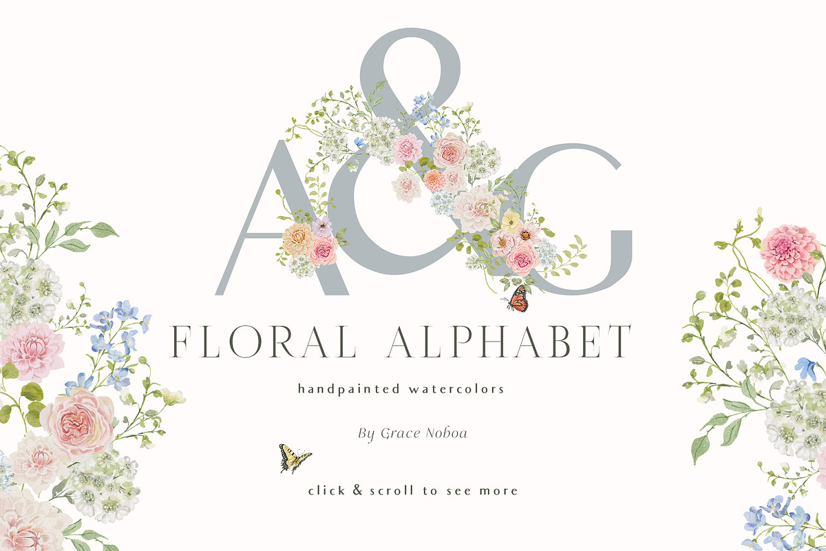 Spring summer pastel flowers clipart, a Decorative Illustration by Grace Noboa Illustrations (Photo 17 of 20)