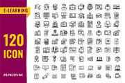 E-Learning Outline Icons Pack, an Outline Icon by gstudiovect21 (Thumbnail 1 of 2)