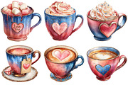 Valentines Coffee Cups Clipart, an Illustration by Craft Nest (Thumbnail 7 of 9)