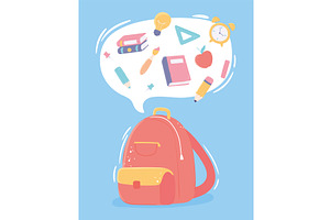 bag with supplies school, an Education Illustration by studiogstock
